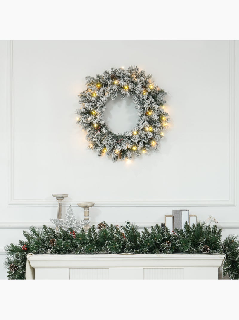Couronne de noël artificielle led décorée Vert - Kiabi