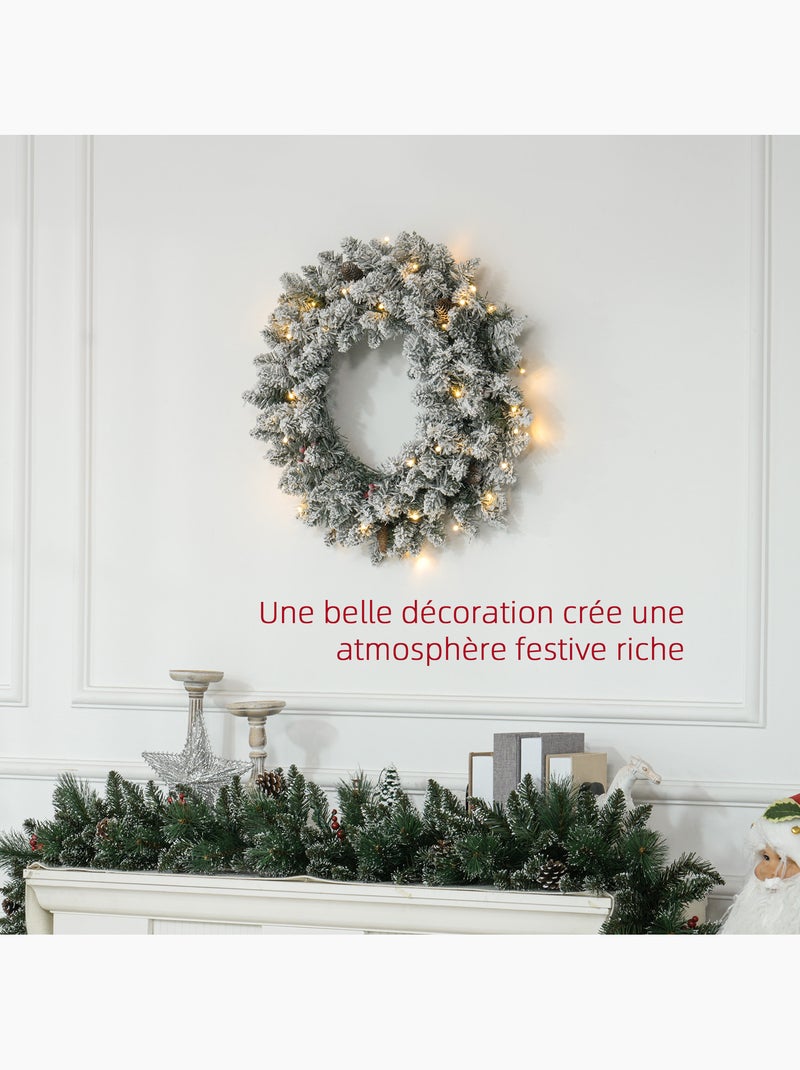 Couronne de noël artificielle led décorée Vert - Kiabi