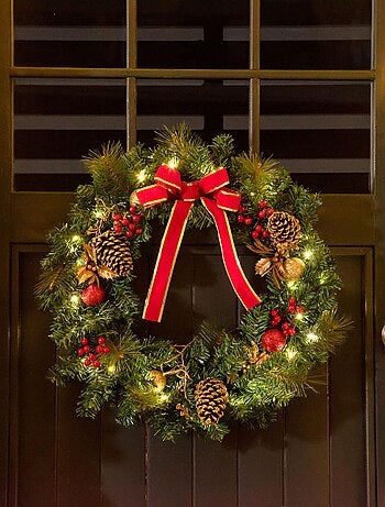 Couronne de Noël artificielle lumineuse