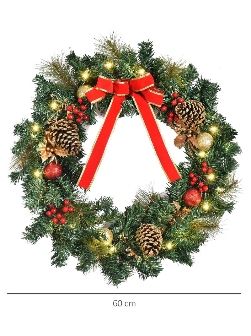 Couronne de Noël artificielle lumineuse Vert - Kiabi