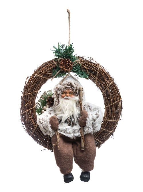 Couronne de Noël en bois avec Père Noël - Kiabi Couronne de Noël en bois avec Père Noël - Kiabi
