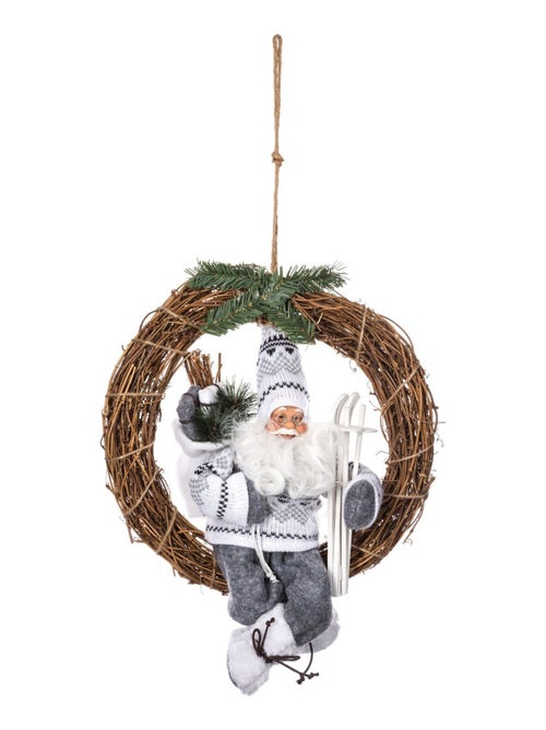 Couronne de Noël en bois avec Père Noël - Kiabi Couronne de Noël en bois avec Père Noël - Kiabi