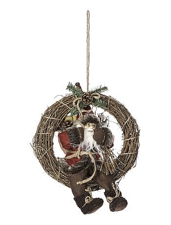 Couronne de Noël en bois avec Père Noël