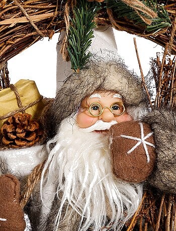 Couronne de Noël en bois avec Père Noël