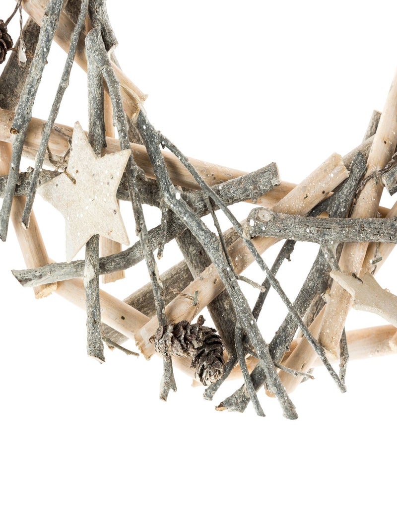 Couronne de Noël en bois et branches Gris - Kiabi