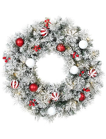 Couronne de noël led enneigée décorée dia.60cm