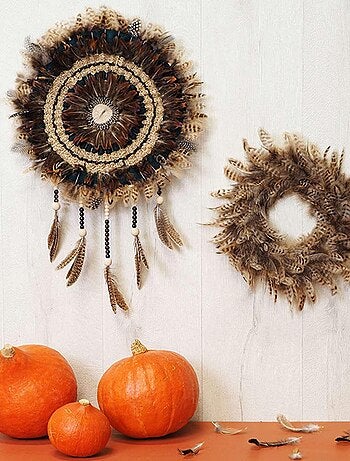 Couronne de plumes pintade 26 cm - Artemio