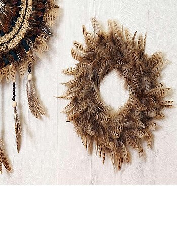 Couronne de plumes tigrées 28 cm - Artemio