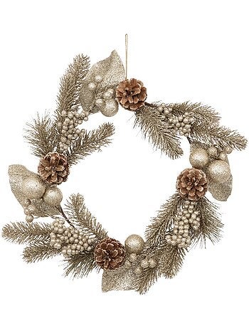 Couronne pommes de pin 40 cm or