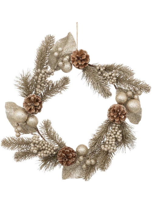 Couronne pommes de pin 40 cm or - Kiabi