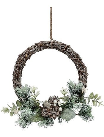 Couronne pommes de pin et branches d27 cm