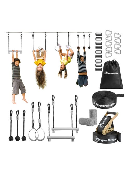 Course D'obstacles Enfant, 7 obstacles Parcours D'escalade, Barres Trapèze, Anneaux, Corde à Grimper - Kiabi