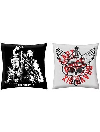 Coussin - 40x40 cm, noir et blanc motif réversible - call of duty