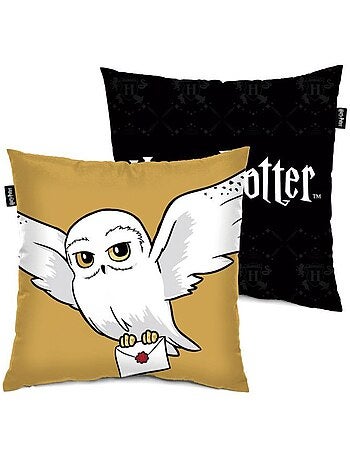 Coussin - 40x40 cm, noir toucher super doux - harry potter