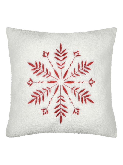 Coussin  - Effet bouclette avec motif flocon - Kiabi
