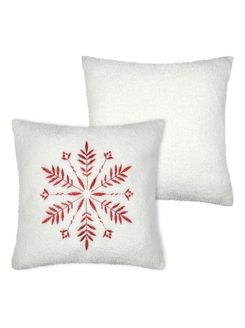 Coussin  - Effet bouclette avec motif flocon Ecru - Kiabi