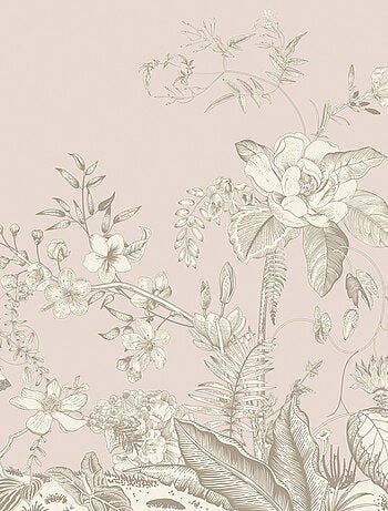 Coussin - fleurs blanches sur fond rose - 45 cm x 45 cm