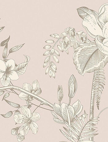 Coussin - fleurs blanches sur fond rose - 45 cm x 45 cm