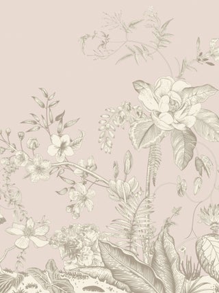 Coussin - fleurs blanches sur fond rose - 45 cm x 45 cm