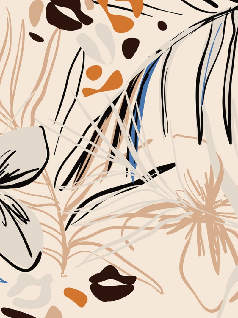 Coussin - fleurs bleues et fougère sur fond beige - 45 cm x 45 cm Multicolore - Kiabi