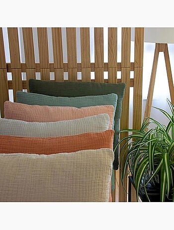 Coussin - gaze de coton - 40x40 cm - beige - décoratif - confortable et respirant