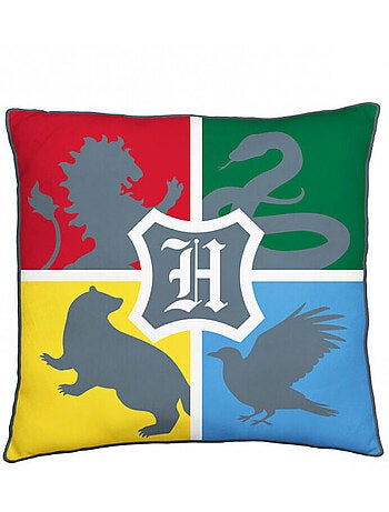 Coussin - Harry Potter, les 4 maisons rouge, vert, jaune, bleu - 40cm x 40cm