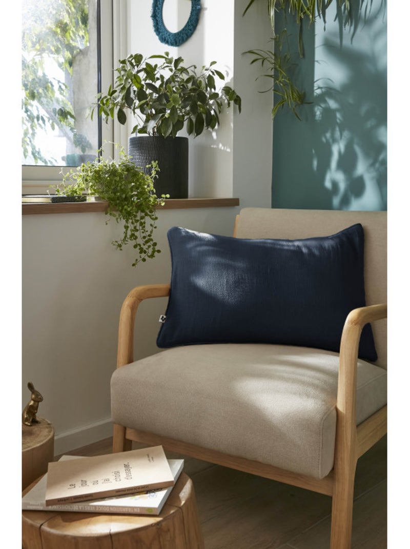 Coussin - L'effet papillon - 100% gaze de coton 125 gr/m² Bleu nuit - Kiabi