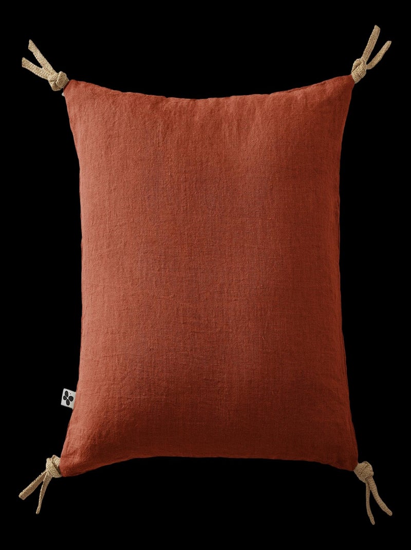 Coussin - L'effet papillon - 100% Lin lavé Orange - Kiabi
