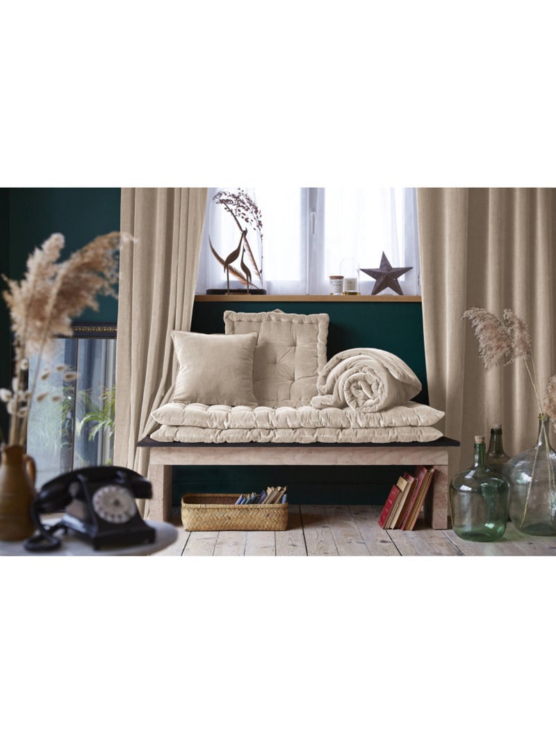 Coussin - L'effet papillon - 100% Velours de coton Beige foncé - Kiabi