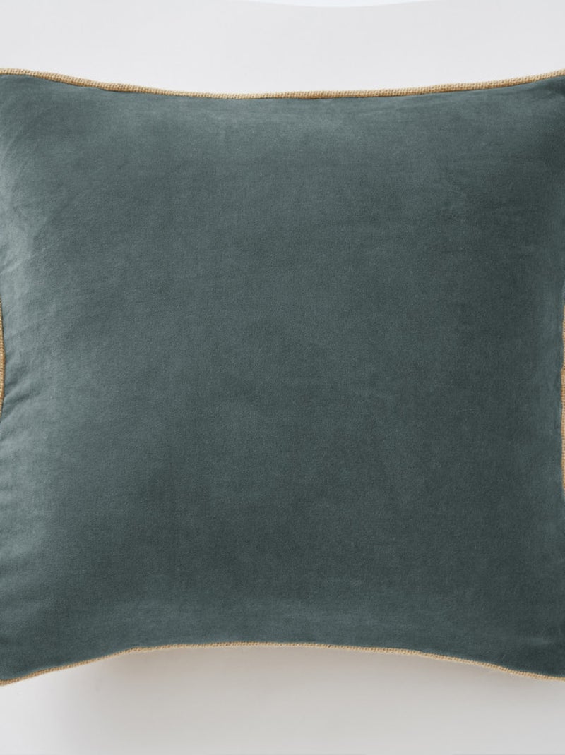 Coussin - L'effet papillon - 100% Velours de coton Bleu ardoise - Kiabi