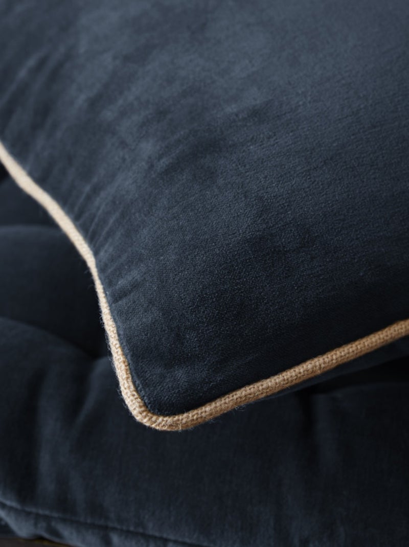 Coussin - L'effet papillon - 100% Velours de coton Bleu nuit - Kiabi