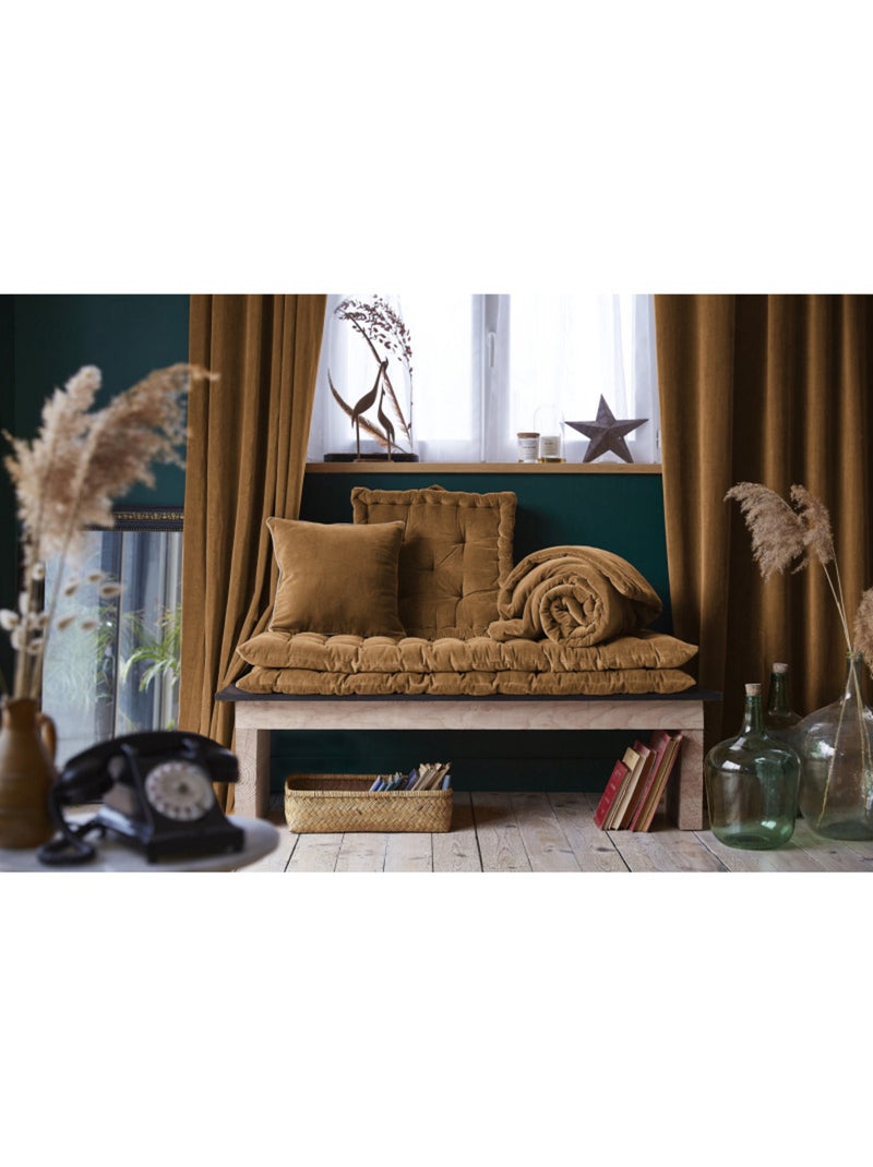 Coussin - L'effet papillon - 100% Velours de coton Camel - Kiabi