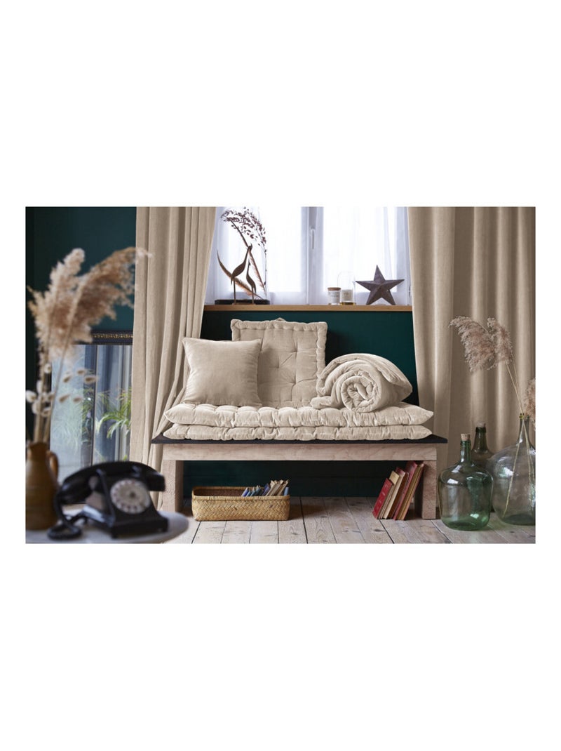 Coussin - L'effet papillon - 100% Velours de coton Gris taupe - Kiabi