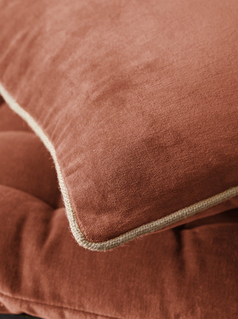 Coussin - L'effet papillon - 100% Velours de coton Terracotta - Kiabi