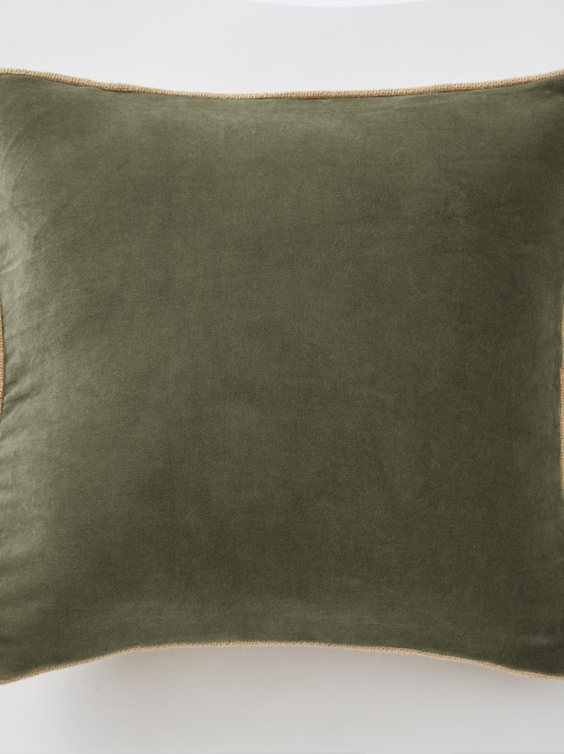 Coussin - L'effet papillon - 100% Velours de coton Vert chèvrefeuille - Kiabi