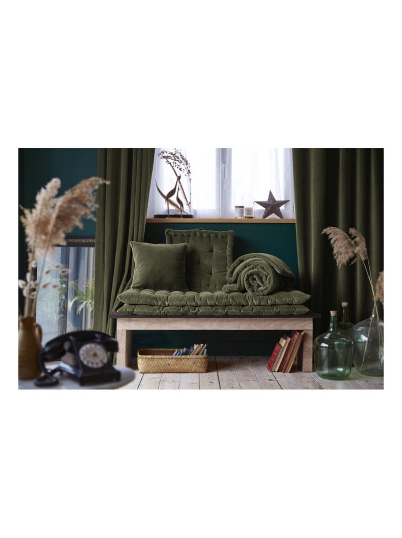 Coussin - L'effet papillon - 100% Velours de coton Vert chèvrefeuille - Kiabi