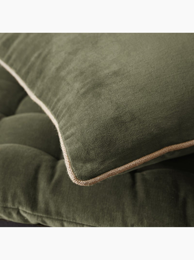 Coussin - L'effet papillon - 100% Velours de coton Vert chèvrefeuille - Kiabi