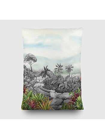 Coussin - Les animaux de la jungle elephant, lion, perroquet - noir et blanc - 40x40 cm