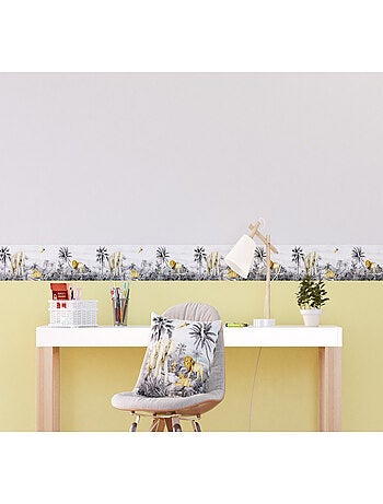 Coussin - Les animaux de la jungle elephant, lion, perroquet - noir et blanc - 40x40 cm