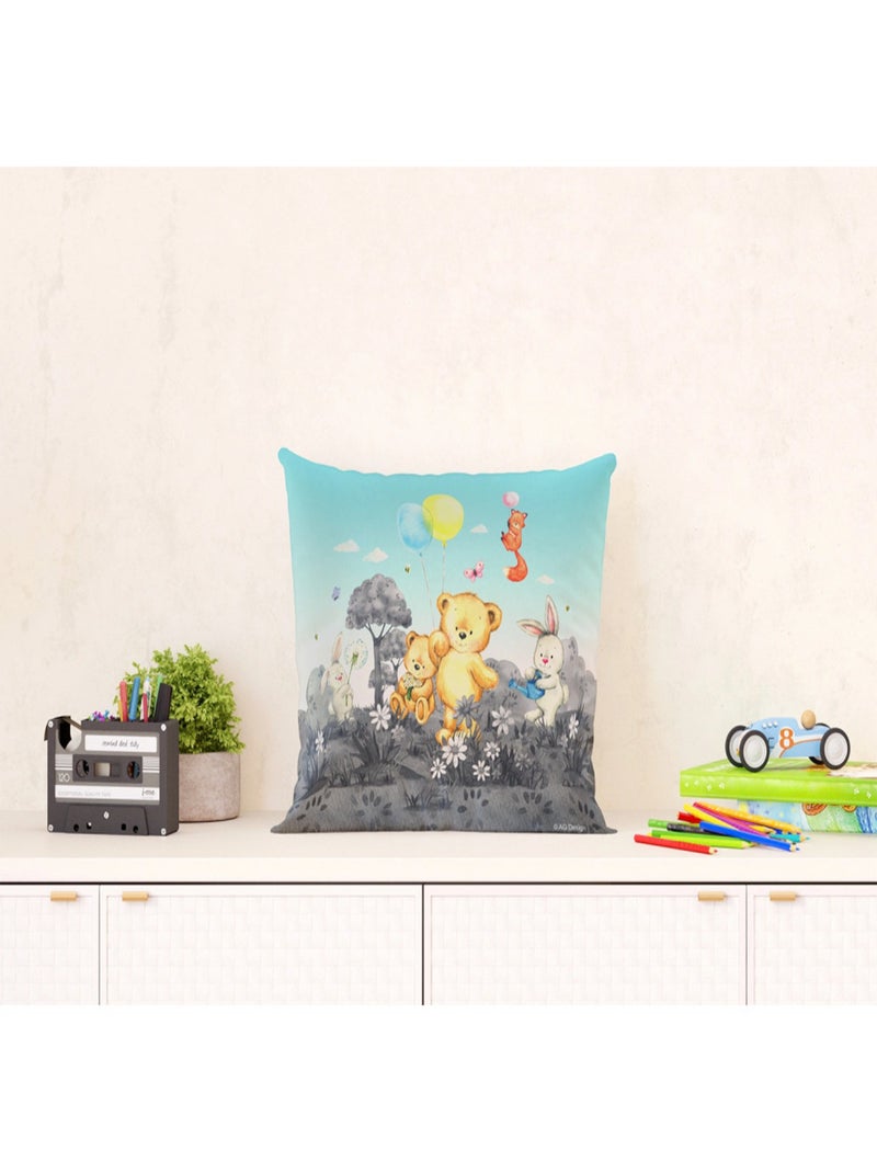 Coussin - ourson, renard, lapin en noir et blanc - 40x40 cm Multicolore - Kiabi