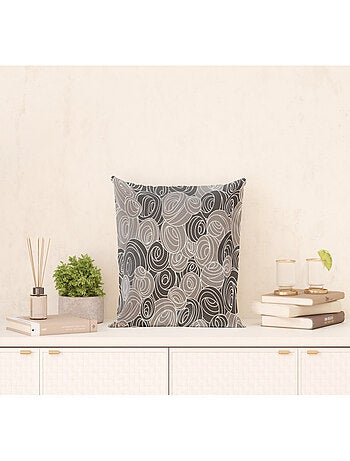 Coussin - Spirales grises et noires - 45 cm x 45 cm