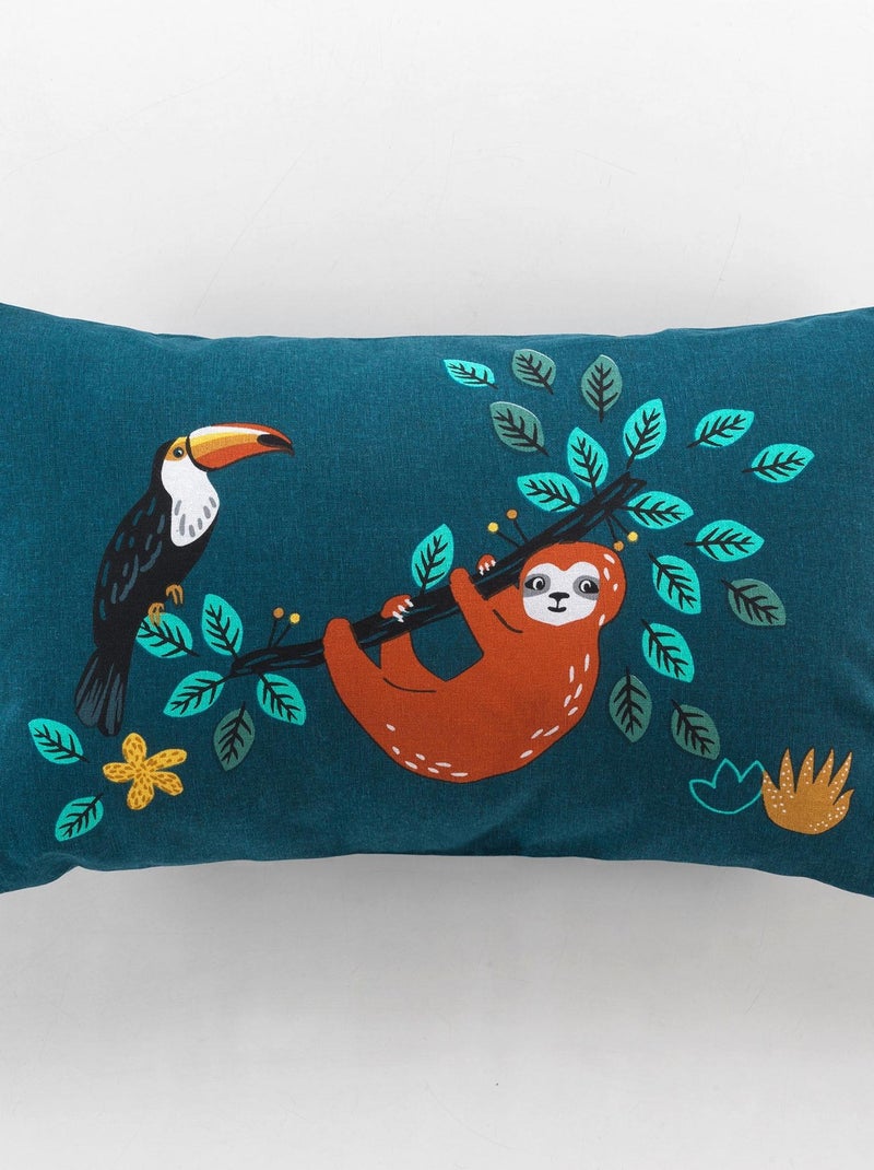 Coussin 30 x 50 cm La jungle aux animaux Bleu - Kiabi