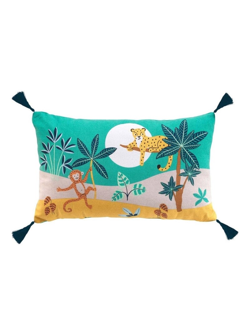 Coussin 30x50 cm Jungle story vert coton Vert - Kiabi