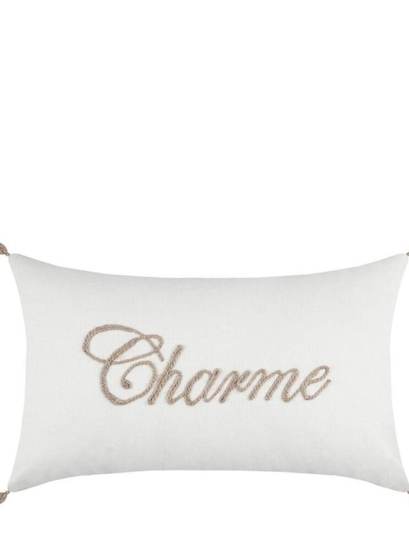 Coussin 30x50 cm Maison écru coton Blanc - Kiabi
