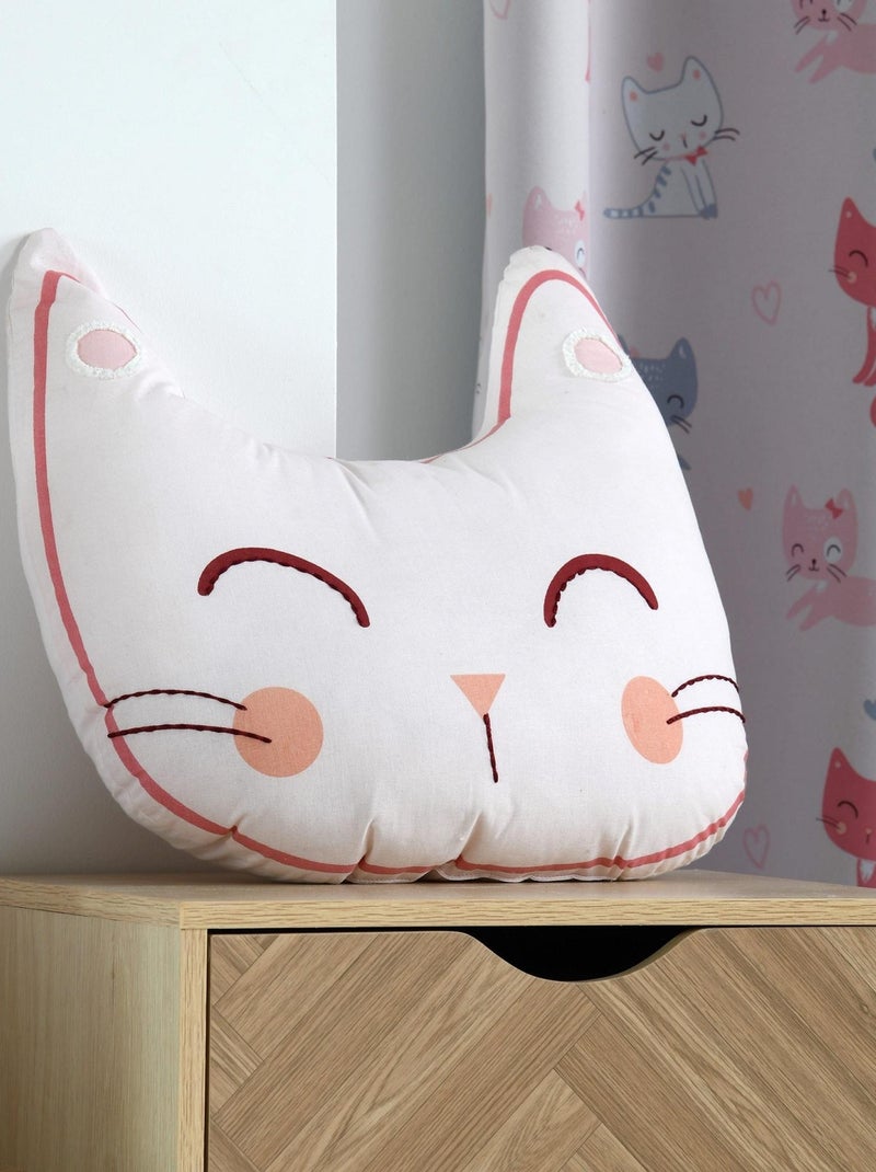 Coussin 40 cm Zoeline tete de chat Rose - Kiabi