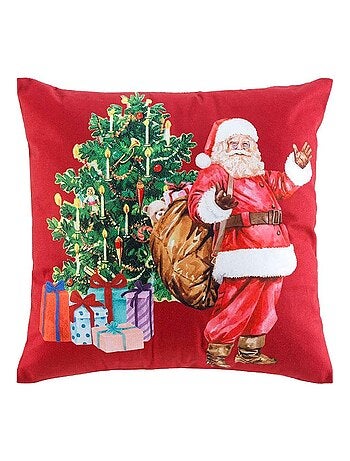 Coussin 40 x 40 cm Pere Noel et sa hotte