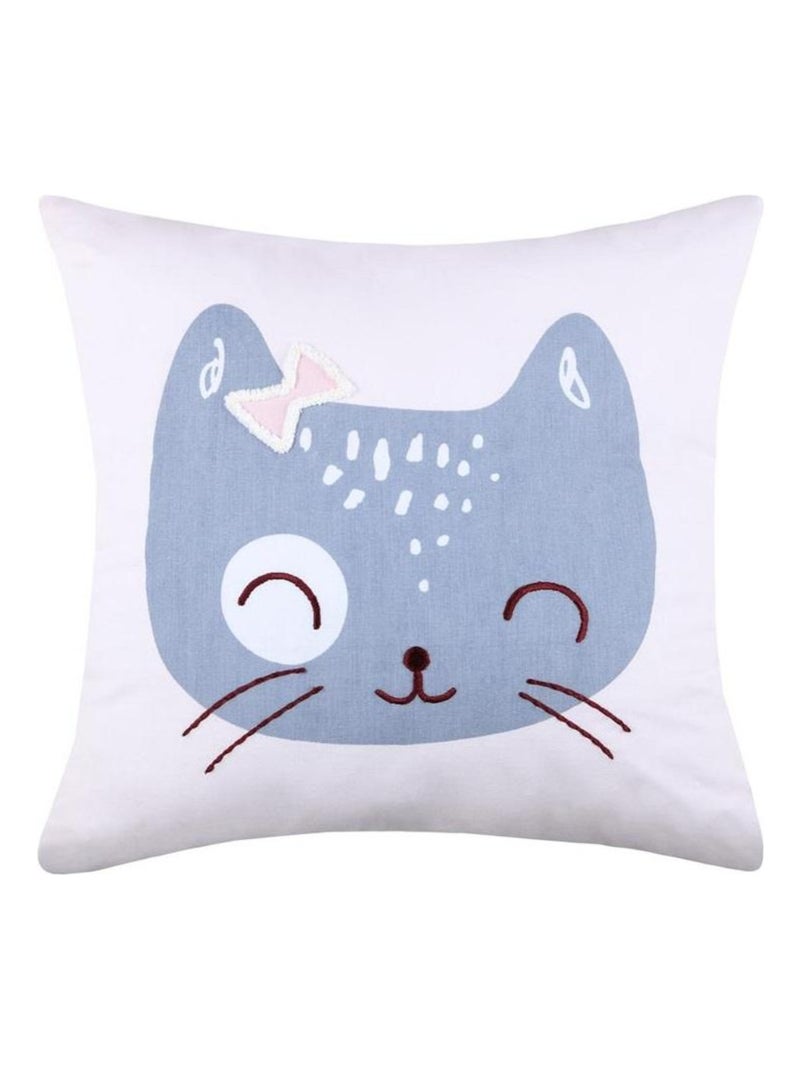 Coussin 40 x 40 cm Zoeline le chat Bleu - Kiabi