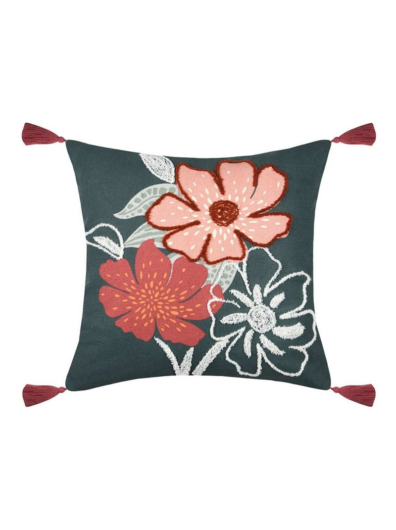 Coussin 40x40 cm Ivanna émeraude coton Rouge - Kiabi