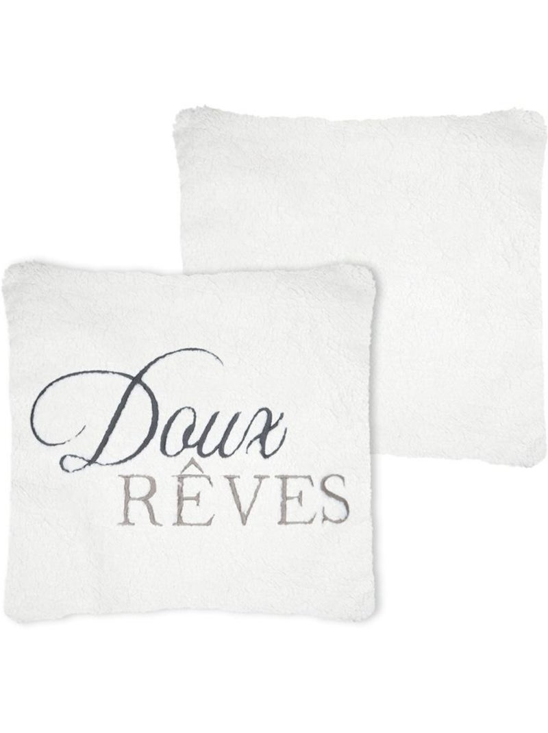 Coussin 45 x 45 cm sherpa doux reves Blanc Gris - Kiabi