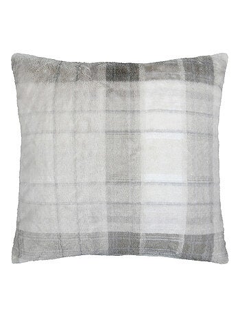 Coussin à carreaux écossais en imitation fourrure
